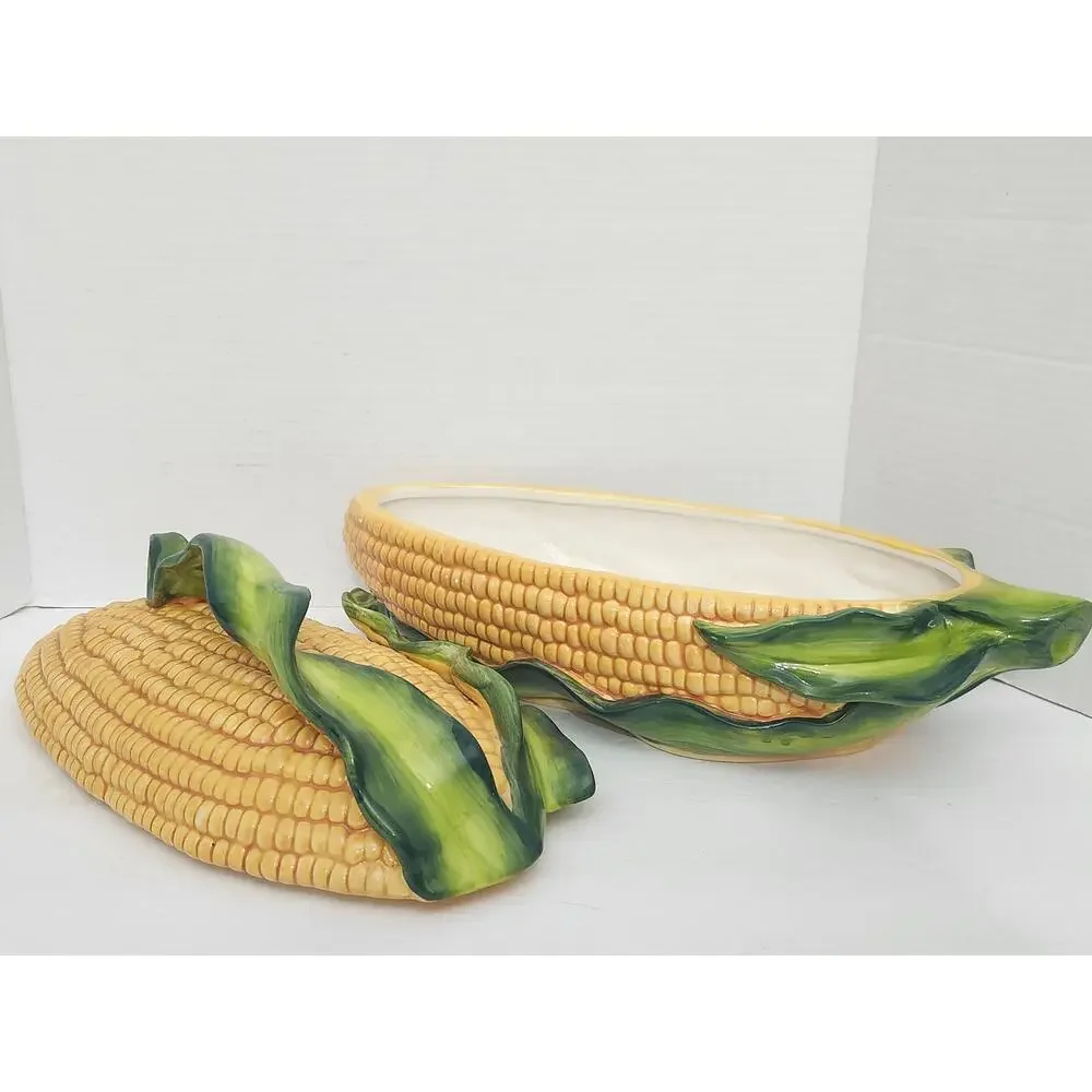 Temp-tations Figural Corn Cob Serving Set Bowl Plates Skewers
